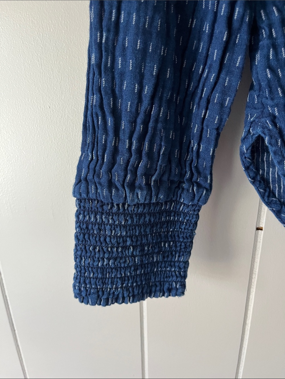 Navy Ruffle Collar Button-Down Blouse - Picture 7 of 10